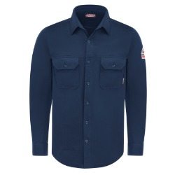 Bulwark FR Mens Flex Knit Button Down Shirt - Navy flame, resistant, retardant, arc, flash, fire, button, down