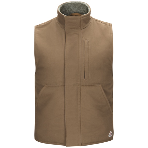 Bulwark FR Mens Sherpa Lined Brown Duck Vest winterwear, flame, frc, resistant, retardant, fire, arc, flash, warm, outerwear