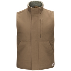 Bulwark FR Mens Sherpa Lined Brown Duck Vest winterwear, flame, frc, resistant, retardant, fire, arc, flash, warm, outerwear