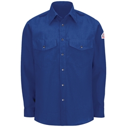 Bulwark FR Snap Front Nomex Uniform Shirt - Royal Blue flame, resistant, retardant, arc, flash, fire, work, snaps, lightweight