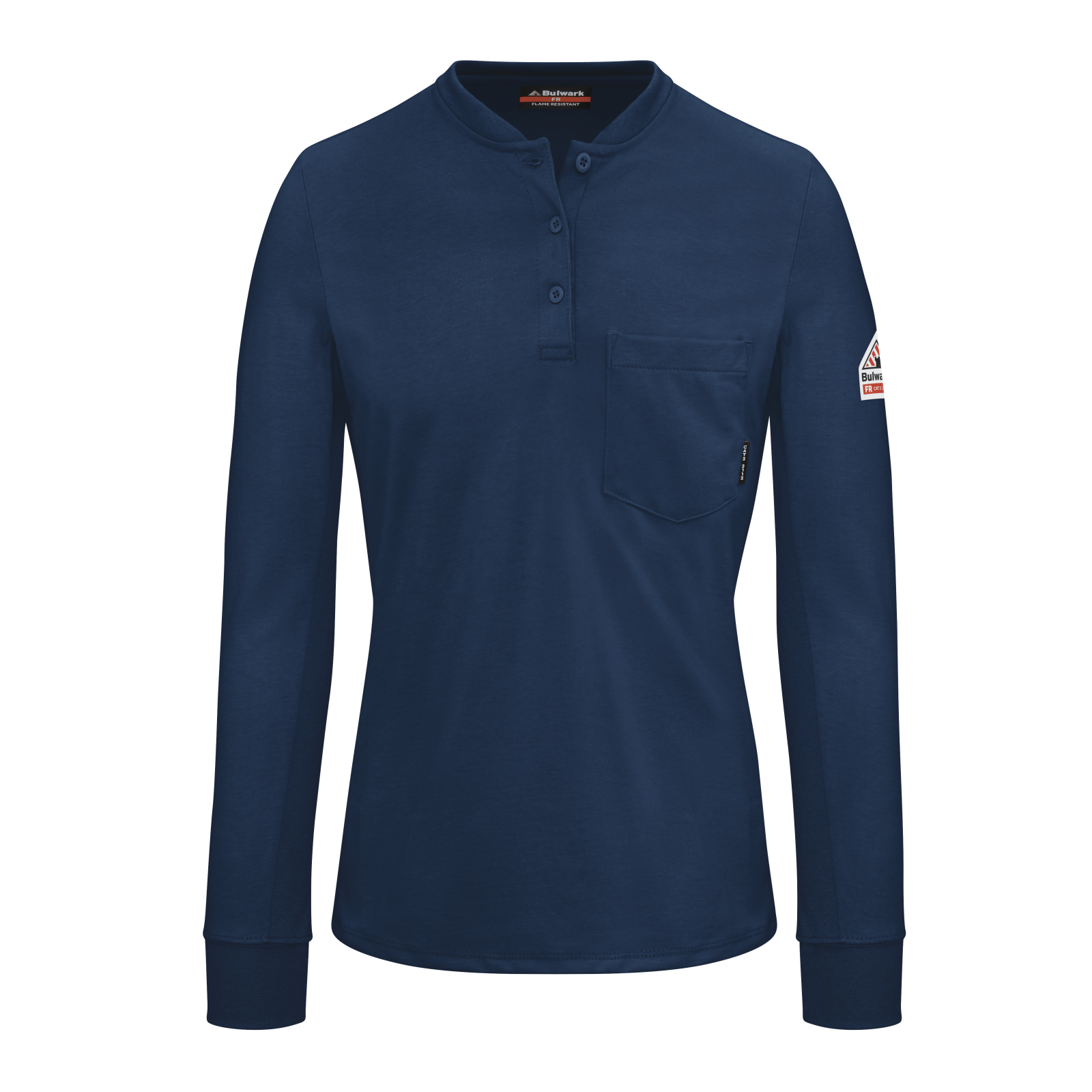 Bulwark FR Womens Lightweight Henley - Navy flame, resistant, retardant, arc, flash, fire, button, down, work, dark, blue, ladies