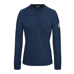 Bulwark FR Womens Lightweight Henley - Navy flame, resistant, retardant, arc, flash, fire, button, down, work, dark, blue, ladies
