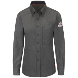 Bulwark FR Womens iQ Series Comfort Woven Lightweight Shirt - Dark Gray flame, resistant, retardant, arc, flash, fire, button, down, work, grey, charcoal, ladies