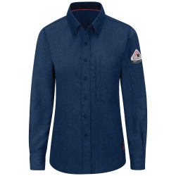 Bulwark FR Womens iQ Series Comfort Woven Lightweight Shirt - Navy flame, resistant, retardant, arc, flash, fire, button, down, work, dark, blue, ladies