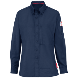 Bulwark FR Womens iQ Series Lightweight Comfort Woven Shirt - Navy flame, resistant, retardant, arc, flash, fire, button, down, work, ladies, uniform