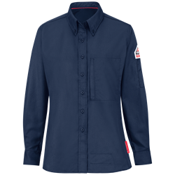 Bulwark FR Women's iQ Series Lightweight Comfort Woven Shirt - Navy flame, resistant, retardant, arc, flash, fire, button, down, work, ladies, uniform