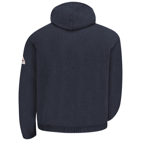 Bulwark FR Zip Front Hooded Fleece Sweatshirt - Navy - SMH6NV