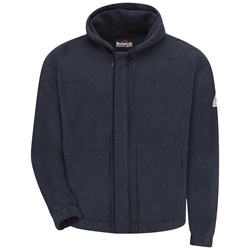 Bulwark FR Zip Front Hooded Fleece Sweatshirt - Navy flame, resistant, retardant, workwear, sweat, shirt, hooded, full, zipper, fire, arc, flash