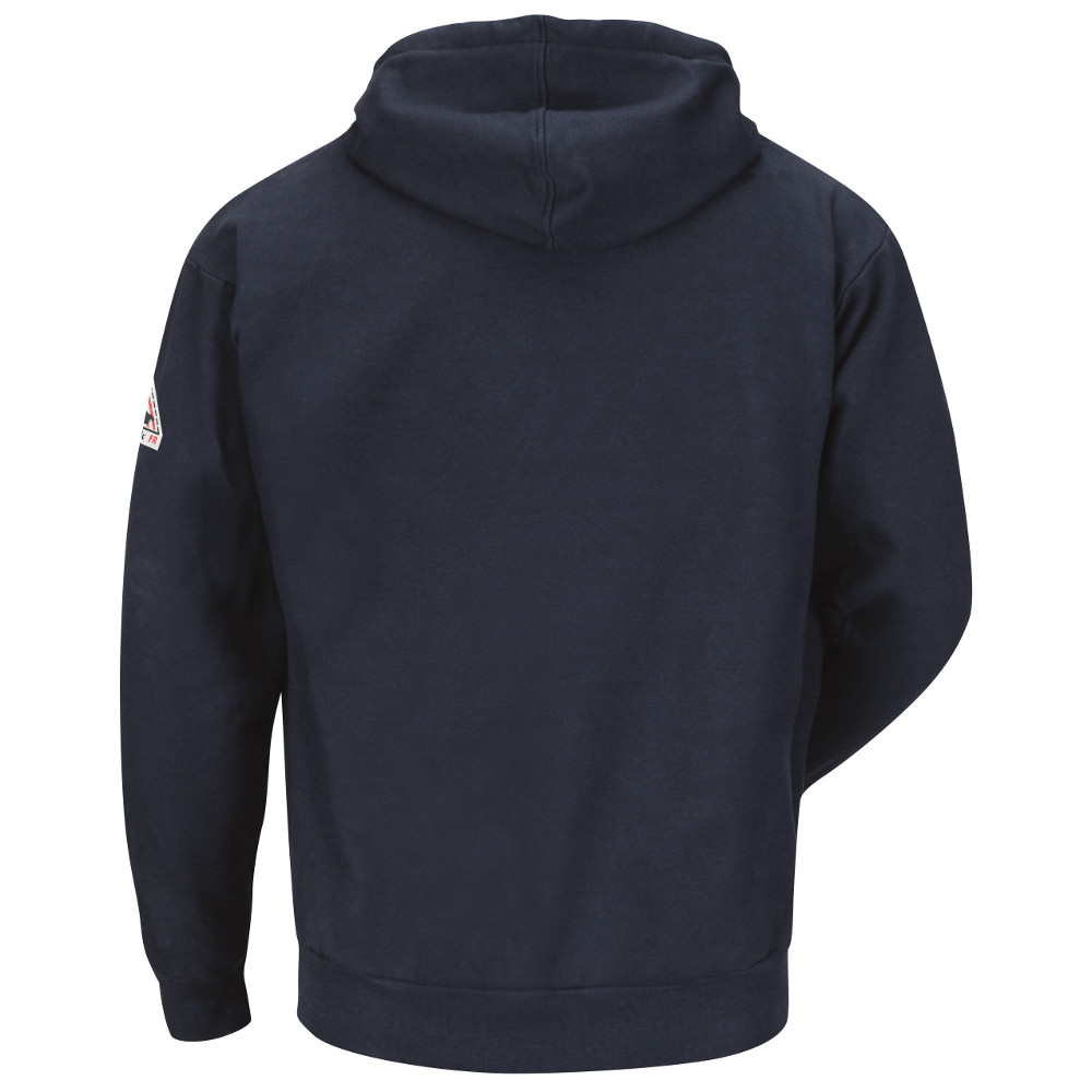 Bulwark FR Zip Front Hooded Cotton Blend Sweatshirt - Navy - SEH4NV