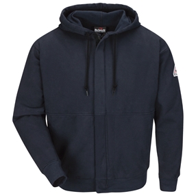 Bulwark FR Zip Front Hooded Cotton Blend Sweatshirt - Navy