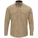 Bulwark FR iQ Series Comfort Woven Men's Lightweight Shirt - Khaki - QS52KH