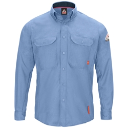 Bulwark FR iQ Series Comfort Woven Mens Lightweight Shirt - Light Blue 