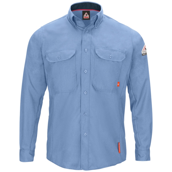 Bulwark FR iQ Series Comfort Woven Men's Lightweight Shirt - Light Blue - QS52LB