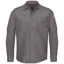 Bulwark FR iQ Series Endurance Mens Work Shirt - Gray flame, resistant, retardant, arc, flash, fire, button, down, charcoal, grey,series,westex,ripstop,twill,ppe,safety