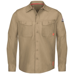 Bulwark FR iQ Series Endurance Mens Work Shirt - Khaki flame, resistant, retardant, arc, flash, fire, button, down, charcoal,series,westex,ripstop,twill,ppe,safety,tan,beige,brown
