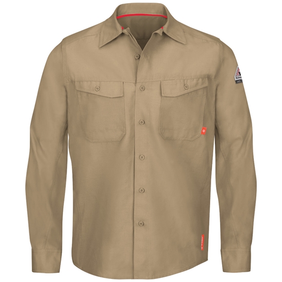 Bulwark FR iQ Series Endurance Men's Work Shirt - Khaki - QS40KH