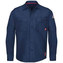 Bulwark FR iQ Series Endurance Mens Work Shirt - Navy flame, resistant, retardant, arc, flash, fire, button, down,series,westex,ripstop,twill,ppe,safety