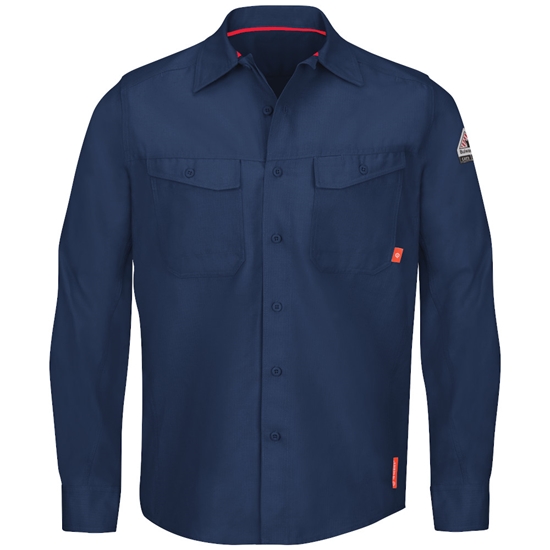 Bulwark FR iQ Series Endurance Men's Work Shirt - Navy - QS40NV