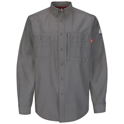 Bulwark FR iQ Series Endurance Uniform Shirt - Gray flame, resistant, retardant, arc, flash, fire, button, down, performance, work, westex, ripstop, twill, grey, charcoal
