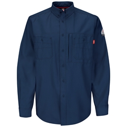 Bulwark FR iQ Series Endurance Uniform Shirt - Navy flame, resistant, retardant, arc, flash, fire, button, down, performance, work, westex, ripstop, twill, dark, blue
