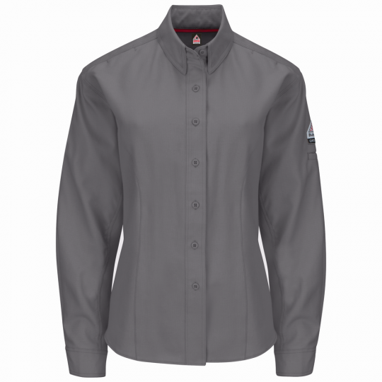 Bulwark FR iQ Series Endurance Womens Work Shirt - Gray flame, resistant, retardant, arc, flash, fire, button, down, performance, work, westex, ripstop, twill, grey, ladies