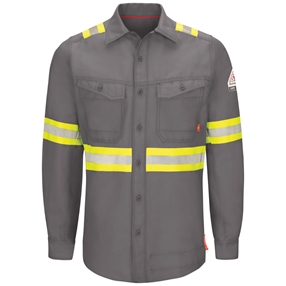 Bulwark FR iQ Series Enhanced Visibility Work Shirt - Gray
