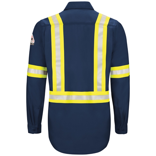 Bulwark FR iQ Series Enhanced Visibility Work Shirt - Navy - QS40NE