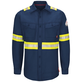 Bulwark FR iQ Series Enhanced Visibility Work Shirt - Navy