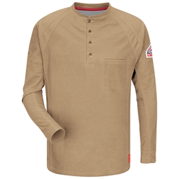 Bulwark FR iQ Series Long Sleeve Henley - Khaki