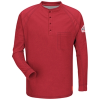 Bulwark FR iQ Series Long Sleeve Henley - Red flame, resistant, retardant, arc, flash, fire, electrical, frc, men's, mens, tshirt, tee
