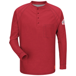 Bulwark FR iQ Series Long Sleeve Henley - Red flame, resistant, retardant, arc, flash, fire, electrical, frc, mens, mens, tshirt, tee