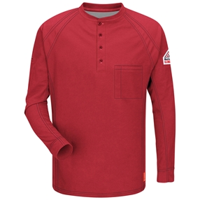 Bulwark FR iQ Series Long Sleeve Henley - Red
