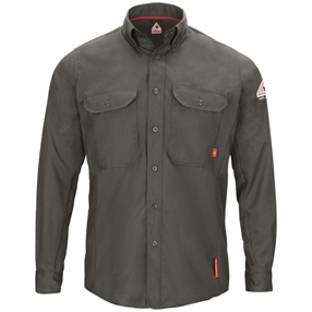 Bulwark FR iQ Series Men's Lightweight Comfort Woven Shirt - Dark Gray