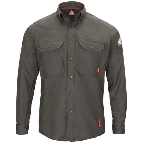 Bulwark FR iQ Series Men's Lightweight Comfort Woven Shirt - Dark Gray - QS50DG