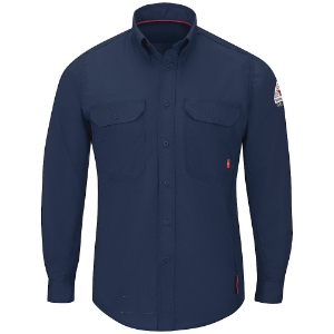 Bulwark FR iQ Series Men's  Midweight Comfort Woven Shirt - Navy
