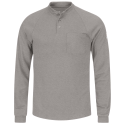 Bulwark Flame Resistant Mens Lightweight Henley - Gray 