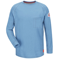 Bulwark iQ Series FR Long Sleeve T-Shirt - Blue fire, flame, resistant, retardant, arc, flash, men's, mens, tee, crew, neck, pocket, frc