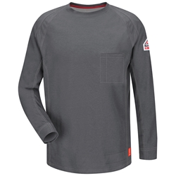 Bulwark iQ Series FR Long Sleeve T-Shirt - Charcoal fire, flame, resistant, retardant, arc, flash, mens, mens, tee, crew, neck, pocket, frc, grey, gray