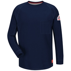 Bulwark iQ Series FR Long Sleeve T-Shirt - Dark Blue fire, flame, resistant, retardant, arc, flash, men's, mens, tee, crew, neck, pocket, frc, navy