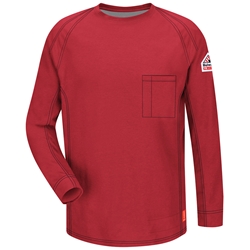 Bulwark iQ Series FR Long Sleeve T-Shirt - Red fire, flame, resistant, retardant, arc, flash, mens, mens, tee, crew, neck, pocket, frc