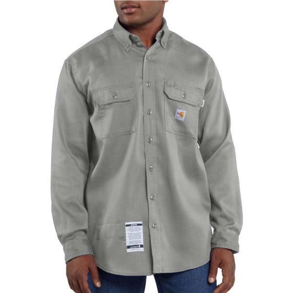 Carhartt FR Classic 7 oz. Twill Work Shirt - Gray flame, resistant, retardant, frc, solid, work, button-down, button, down, grey