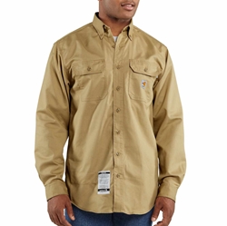 Carhartt FR Classic 7 oz. Twill Work Shirt - Khaki flame, resistant, retardant, frc, solid, work, button-down, button, down, tan, beige, brown