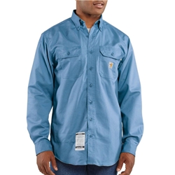 Carhartt FR Classic 7 oz. Twill Work Shirt - Medium Blue flame, resistant, retardant, frc, solid, work, button-down, button, down