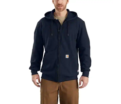 Carhartt FR Heavyweight Full Zip Hooded Sweatshirt in Dark Navy flame, resistant, retardant, front