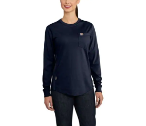 Carhartt Womens FR Force Cotton Crew Neck T-Shirt - Dark Navy flame, resistant, retardant, work, ladies, frc