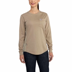 Carhartt Womens FR Force Cotton Crew Neck T-Shirt - Khaki flame, resistant, retardant, work, ladies, frc, tan, beige, brown, tee
