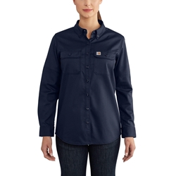 Carhartt Womens FR Rugged Flex Twill Shirt - Dark Navy flame, resistant, retardant, work, ladies, frc
