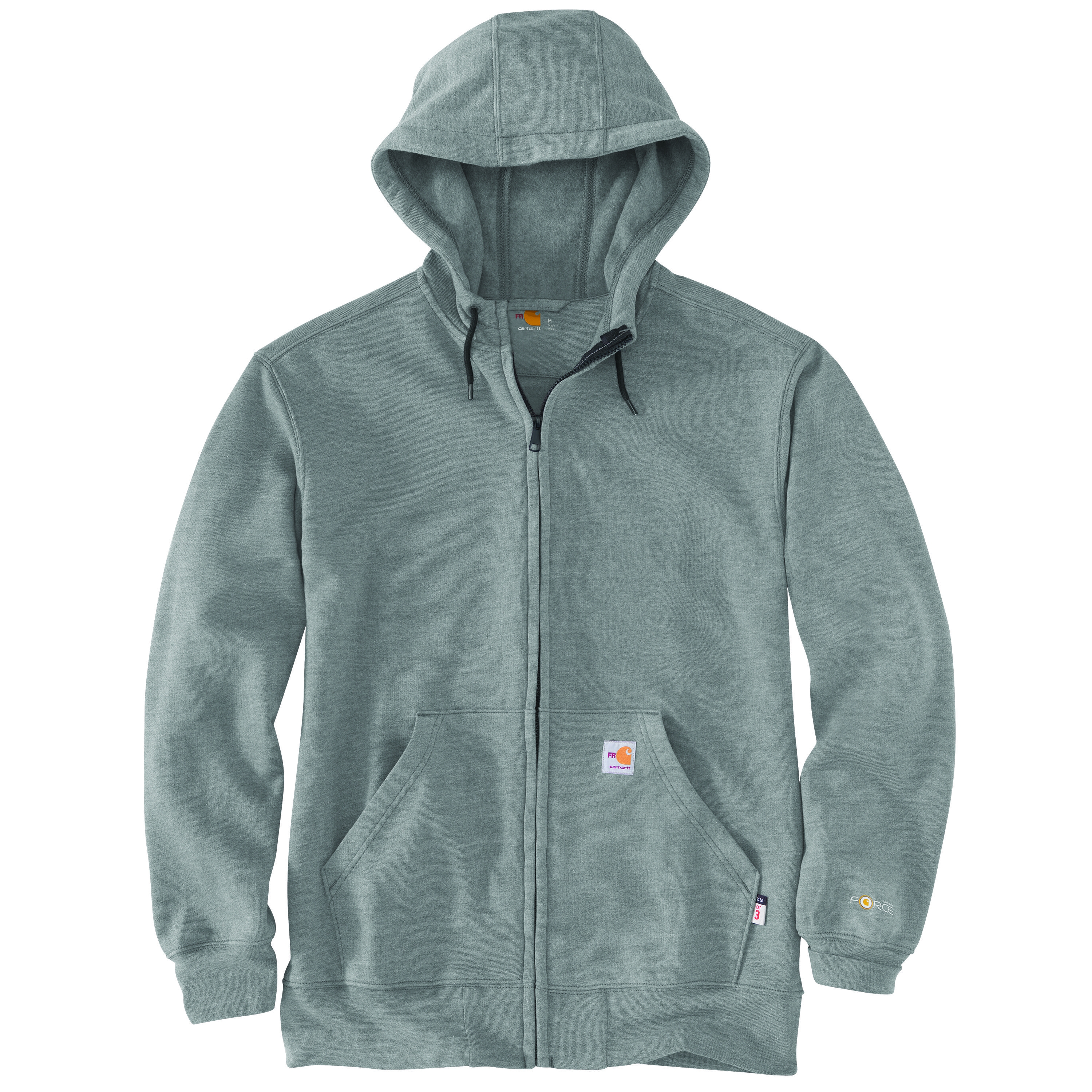 Flame Resistant Force Original Fit Midweight Hooded Zip Front Sweatshirt | Granite Heather 