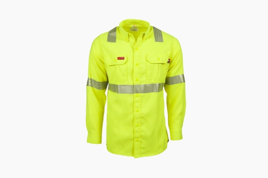 Lapco 5 oz. FR Tecasafe One Inherent Modern Hi-Viz Uniform Shirt - Class 2 - TCSHV5C2
