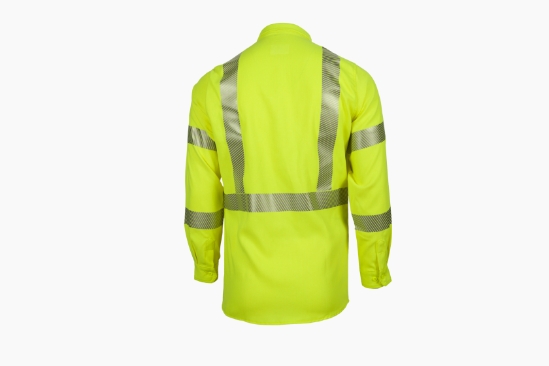 Lapco 5 oz. FR Tecasafe One Inherent Modern Hi-Viz Uniform Shirt - Class 3 - TCSHV5C3